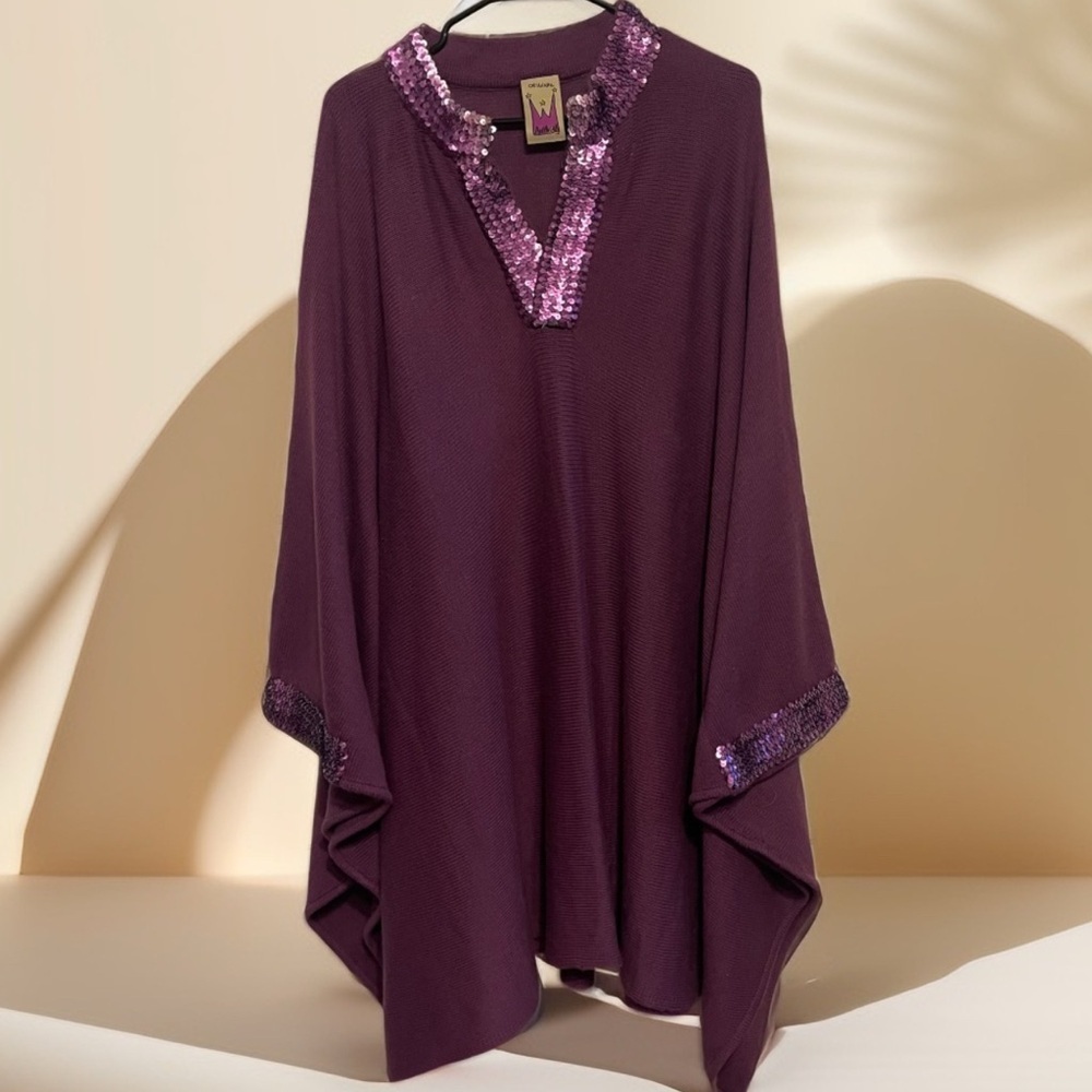 Antthony Deep Purple Tunic with Sequin Accents